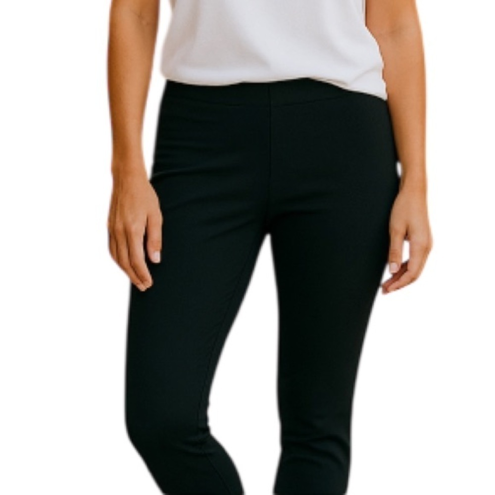 HILARY RADLEY Black Pull-on Skinny Dress Pants With  Tummy Control Size M